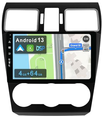 4GB+64GB Android 14 Autoradio für Subaru Forester/XV/WRX 2013-2018-[Integriertes CarPlay/Android Auto/DSP/GPS]-9” IPS Touch Screen-CAM+MIC-DAB/Mirror Link/Bluetooth 5.0/AHD/360 Kamera