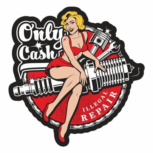 Spaß Kostet Aufkleber Rock n Roll Motiv only Cash illegal Repair (Wetterfest)