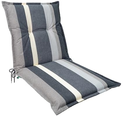 Dehner Niederlehnerpolster Ligura, Stuhlkissen wasserabweisend, Polster für Gartenstühle, ca. 50 x 52 x 50 cm, Baumwolle / Polyester / Viskose, grau