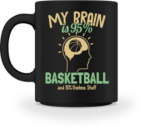 Generisch My Brain is 95% - Taza de baloncesto con canasta de baloncesto, Negro , M