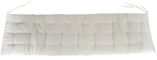 Marabella Auflage für Gartenbank 150 x 40 x 4 cm Sitzpolster mit Steppung und Bändchen, Farbe:weiß