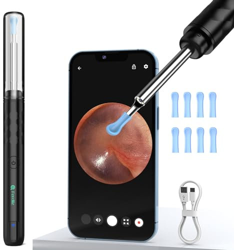 Ohrenschmalz Entferner Otoskop, Ferdiiz 1080P WiFi Direkte Verbindung Ohrenreiniger, IP67 Wasserdicht Ohrreiniger für Erwachsene, 3,5MM Otoskop für iPhone, iPad und Android-Smartphones(Schwarz)