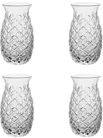 Xafrstyu 4-teiliges Ananas-Weingläser-Set, kreative Cocktailgläser in Ananasform, 480 ml, transparent, für Zuhause, Bar, Restaurant