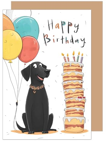 Edition Seidel Premium Geburtstagskarte mit Umschlag. Glückwunschkarte Grußkarte Karte mit Spruch Billet Geburtstag Happy Birthday Mann Frau Kind Hund Torte Luftballons (G3591 SW024)