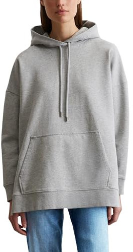 Marc O'Polo Damen Hoodie aus Bio-Baumwolle Relaxed Fit, Grau (Mid Stone Melange), M