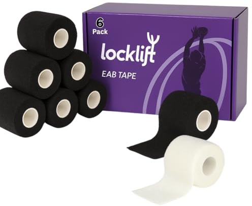 locklift EAB Tear Tape 7.5cm x 4.9m - Rugby Thigh Sport Strapping EAB – Easy Tear Elastic Adhesive Bandage for Rugby, Football, Weightlifting, Ankle, Knee & Wrist Injuries - 6 Rolls