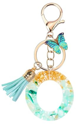 Porte Clé Femme Nom Lettre Initiale Porte Clef Femme Porte-clés Fille Keychain Alphabet Papillon Porte Clé Voiture Fille Turqoise Or