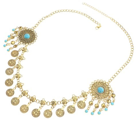 FRCOLOR Boho Head Chain Gold Vintage Headband with Tassels Retro Head Chain for Women for Festivals and Parties