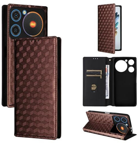 BELLA BEAR Funda para ZTE Nubia Music, Funda Tipo Billetera de Cuero con Tapa magnética, Funda con función Atril, Funda Protectora a Prueba de Golpes para ZTE Nubia Music-Marrón