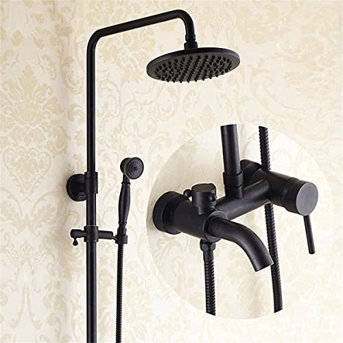 JDSHFEN Columna de Ducha de Estilo Europeo Color Negro 3 Funciones Juego de Ducha de Bronce Columna de Ducha de latón,