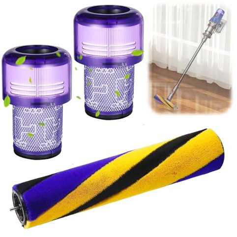 V12 Filtro per Aspirapolvere Dyson, Spazzola di Ricambio per V12 Detect Slim Series, Accessori con 1 Spazzola e 2 Filtri di Ricambio