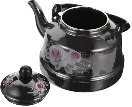 DIKACA Wasserkocher aus Emaille japanischer teekessel Wassertopf aus Emaille kleine Herd Küche wasserkocher entkalker kettle Retro- Haushaltsteekanne Black
