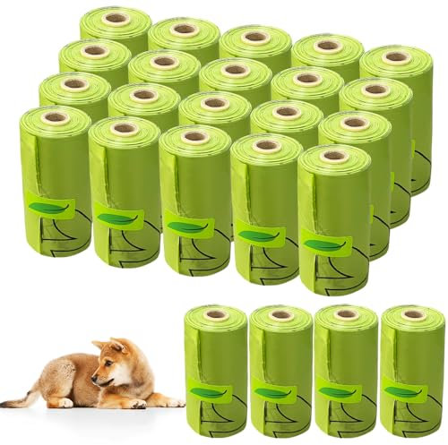 Eckerdromk Hundekotbeutel 24 Rollen 360 Tüten, Hundekotbeutel Biologisch Abbaubar, Kotbeutel für Hunde, Kompostierbare Kotbeutel Biologisch, Auslaufsicher,Extra Groß,Dick Stark (Grün)