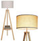 PULUOMIS Floor Lamp, Tripod Standing Lamps for Living Room, Tall Standard Lamp with Shelf Fabric Shade E27 Base Modern Reading Lamp for Bedroom Office Home