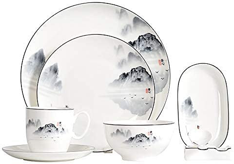 SGKOMN Juego de vajilla de Porcelana China, para 1 Persona, Color Blanco