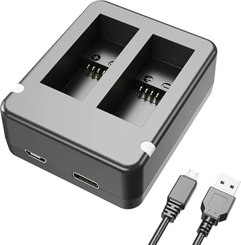 REFLEX CAMERA Dual Battery Charger Compatible with Go Pro Hero 13/12/11/10/9 | 2-Slot Fast Charging Dock with Micro-USB Cable | Portable Charger with LED Indicators & Safety Protection
