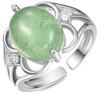 Geburtssteinring 925 Sterling Silber Mondstein Ring Blattring für Frauen Ring für Mädchen Finger Leaf Ringe Weihnachten Geschenk (Jadering)