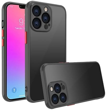 Mugust Matte Case for iPhone 14 PRO, Shockproof Military Grade Drop Protection, Frosted Translucent Back IPhone Cover, Anti-Fingerprint for IPhone 14 PRO (Black)