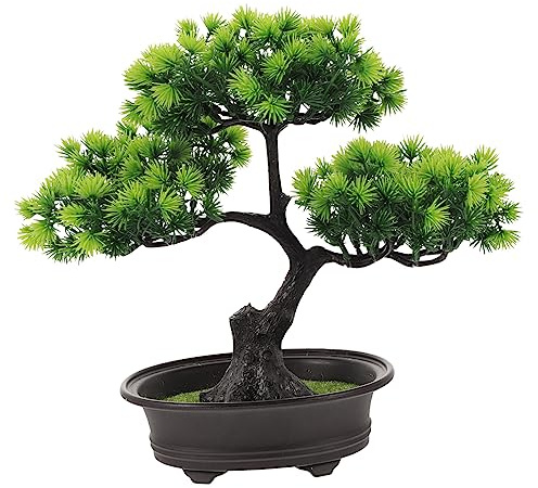 HYTROVE Bonsái Artificial de Pino Realista para Decoración de Interiores Adorno de Escritorio Planta Artificial Maceta Decoración Hogar Bonsái Falso para Recibir Invitados