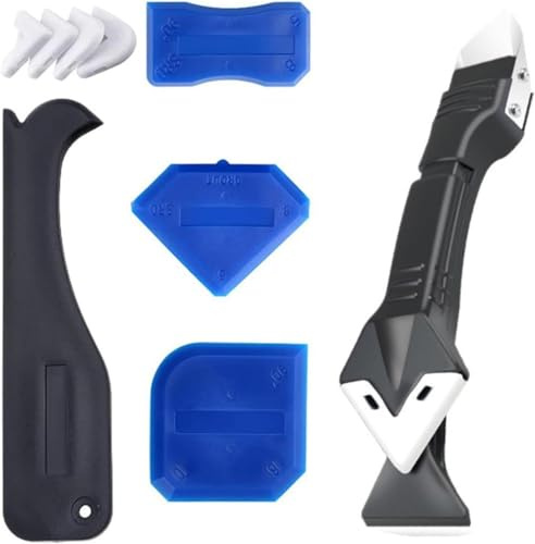 Silicone Caulking Tool, 3 in 1 Silicone Remover Multi Tool, Glazing Compound Finishing Tool, Caulk Remover, Grout Scraper Kit for Bathroom, Kitchen, Floor, Window, Sink Joint, Frames Seal