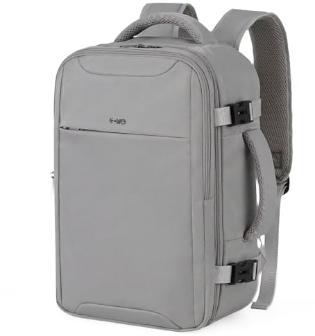 COOLIFE Ryanair Handgepäck 40x30x20, Rucksack Handgepäck Flugzeug Leicht | Handgepäck Rucksack 40x30x20 mit 15.6 Zoll Laptopfach für Kurztrips, Geschäftsreisen und Campus, Herren/Damen (Grau)
