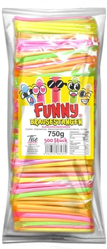 Tise Süsswaren Funny Brausestangen, Schleckpulver, 500 Stück (750g)