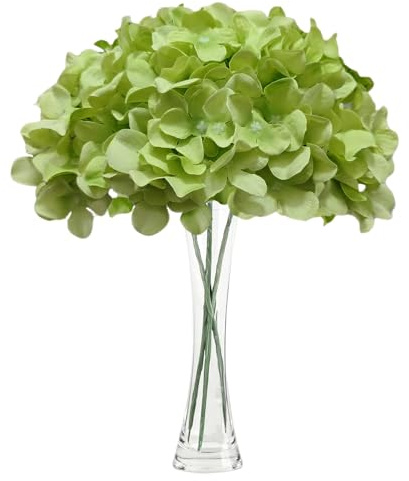 GIUSOBG Ortensie Finte Realistiche 3 Pezzi Fiori Finti 68 CM Ortensie Stabilizzate Vere Tocco Realistico Fiori Decorativi, per Matrimoni, Uffici, Bar, Arredamento Per La Casa, Cucine (Verde Scuro)