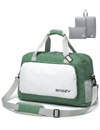 BAGZY Handgepäck Tasche 55x40x23 Lufthansa Erweiterbar Reisetasche Handgepäck Flugzeug Koffer Wasserdicht Kliniktasche Lightweight Carry On Luggage Groß Sporttasche für Gym Weekender Damen Herren Grün