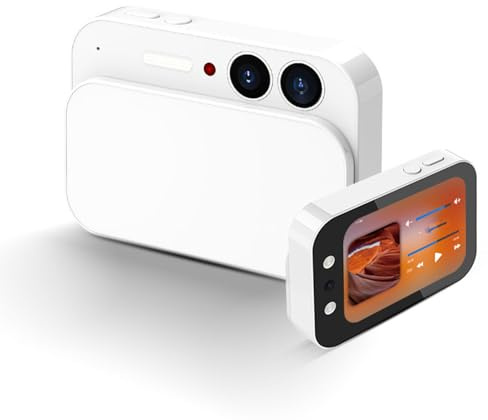 MENDUNER 4K Digitalkamera, 2,8 Zoll Touchscreen 64 MP Camcorder mit Schiebedeckel, Tragbare Vlogging Kamera mit Beauty Filtern, Musik Player, für (White)