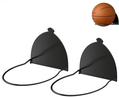 lemgyiamz Ballhalterung Wand, Ballhalter Ball Halterung Wand Selbstklebend, Ball Aufbewahrung Ballständer Ohne Bohren für Basketball Fußball Volleyball, 2 Stück Schwarz