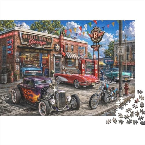 Retro-Americana Hot Rod Puzzle 1000 Teile, Lustiges Tischspiel