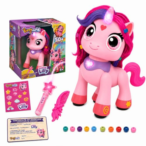 Licorne Interactive Rainbow Lilly | Jouet Licorne Télécommandé avec Baguette Magique | Licorne Qui Marche, Lumière et Sons | Robot Licorne pour Enfant