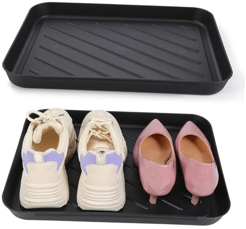 Bandeja para Zapatos de Entrada de Plástico Pp Negro, Multiusos | Artículos Diversos y Maletero del Coche, Diseño Robusto, Mantiene el Suelo Seco y Limpio, Uso Versátil