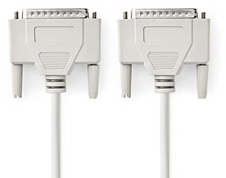 NEDIS Serielles Kabel | D-Sub 25-Pin Stecker | D-Sub 25-Pin Stecker | Vernickelt | rund | PVC | Elfenbein | Plastikbeutel 5.00 m 5.00 m
