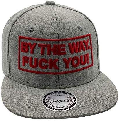 Outfitfabrik Snapback Cap By the Way. Fuck You in grau mit 3D-Stick (Festival, Provokation, Statement, Beleidigung)