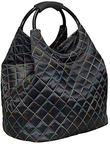 Trendyshop365 2 Stück Strandtasche Einkaufstasche Shopping 34 Liter Damen-Tasche Dickes Gewebe Gesteppt (schwarz)