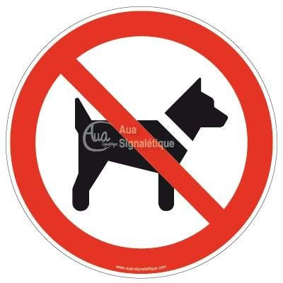 AUA SIGNALETIQUE - Interdit aux chiens P021 - Ø 130 mm, Aluminium Dibond 3mm