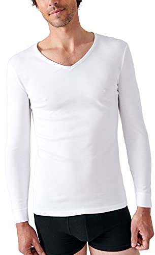 Damart Camiseta con Cuello de Pico, Punto Thermolactyl Interlock, Manga Larga, Blanco, M para Hombre