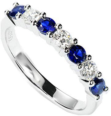 Daesar 750 Weißgold Ring für Damen Diamond und Saphir Weißgold Partnerringe Verlobungsring Gr.62 (19.7)