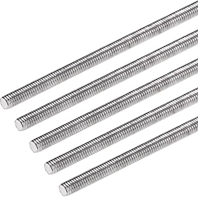 sourcing map 5 Stück M3 x 250mm Gewindestange Gewindebolzen Gewindestab aus 304 Edelstahl Rechtsgewinde