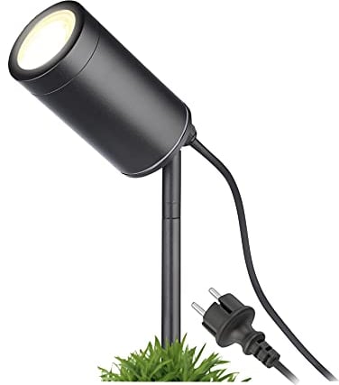 lambado® Premium LED Erdspießleuchte schwarz Außenstrahler inkl. 3W GU10 warmweiss - Gartenstrahler mit Erdspieß, schwenkbar inkl. 1,5m Kabel mit Stecker