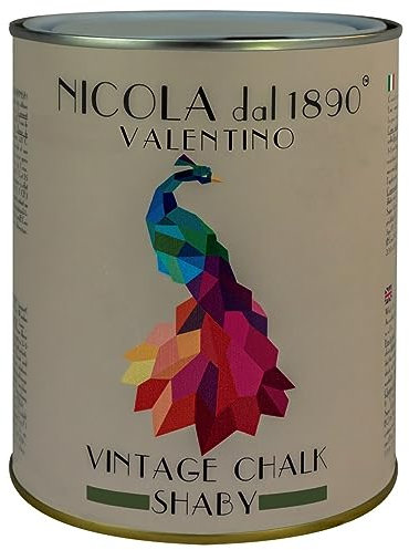 Vernice Vintage Chalk Shabby a Base di Acqua, per Interni ed Esterni, Aspetto Opaco, Made in Italy, Colore Valentino - Formato 0,25 lt