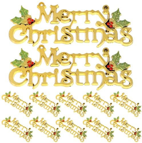 Merry Christmas Schriftzug Weihnachtsbaum Anhänger: Golden Buchstaben Christbaumschmuck DIY 12 Stücke Christbaum Deko Weihnachtskranz Basteln Weihnachten Party Festival Dekoration