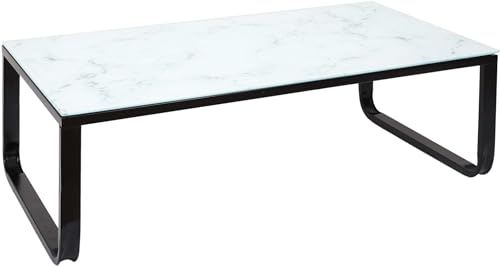 HOME DECO FACTORY Blanco 105x55x32cm Mesa de Centro de Cristal Efecto mármol