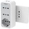 TESSAN Presa Elettriche, Multipla Salvaspazio con 1 Polivalenti e 2 Bivalenti 10/16A, Tripla Schuko con 2 Porte USB, Multipresa Elettrica 3680W, Presa USB da Muro per Telefono e Elettrodomestici
