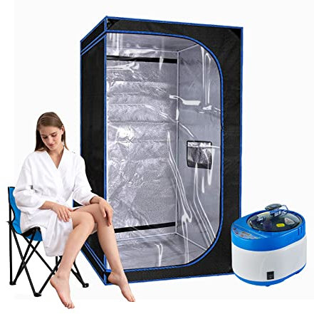 ZONEMEL Portable Steam Sauna, Personal Full Body Sauna Spa for Home Relaxation, 4 Liters 1500 Watt Steamer, Remote Control, Timer, Portable Sauna Chair (L31.5 x W31.5 x H55.1, Clear Door)