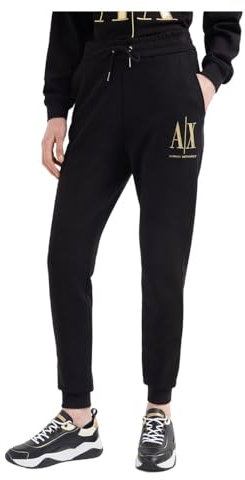 Armani Exchange Damen Symbol, Beinabschlüsse, goldfarbenes Logo. Pants, Black, XS