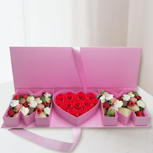 Leerer befüllbarer Kartonbuchstabe Ich liebe dich Geformte Geschenkbox Verpackung von Blumenbonbons (M Heart M, Rosa)