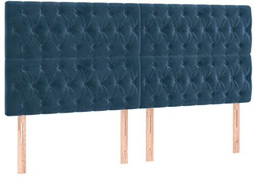 vidaXL LED Kopfteil Bettkopfteil Polsterkopfteil Betthaupt für Bett Bettgestell Bettrahmen Schlafzimmer Bettzubehör Dunkelblau 200x7x118/128cm Samt