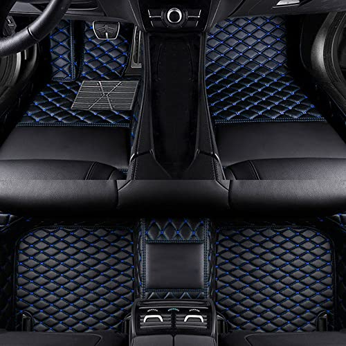 BPOOBP Auto Fußmatten Leder Bodenmatte für tiguan allspace 7seat 2019-2020 Allwetter Fussmatten Set Zubehör Fußmatte Schwarz Blau
